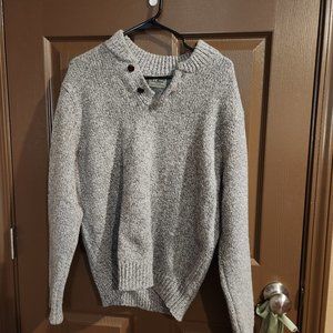 L.L. Bean Large Regular Lambs Wool Grey Cottage Casual Knit Sweater